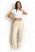 Pintuck Studded Wide Leg Trousers