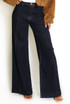 Front Seam Wide Leg Denim Jeans