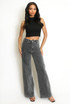 Front Seam Wide Leg Denim Jeans