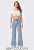 Front Seam Wide Leg Denim Jeans