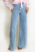 Front Seam Wide Leg Denim Jeans