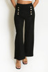 Faux Suede Button Detail Trousers
