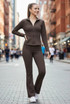 Zip Front Gym Jacket  And Flare Trouser Set