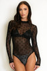 Black Polka Dot Mesh Bodysuit 