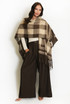 Brown Printed Tassel Hem Poncho