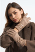 Bar Detail Faux Suede Gloves 