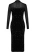 Mesh Sleeve Sweetheart Sequin Dress