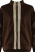 Contrast Lining Zipper and Wide Trousers Set