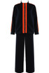 Contrast Lining Zipper and Wide Trousers Set