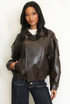 Faux Leather Zip Up Bomber Jacket
