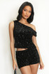 Sequin One Shoulder Crop Top