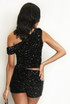 Sequin One Shoulder Crop Top
