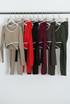 Contrast Edge Overlap Hem Top and Leggings Set Contrast Edge Overlap Hem Top and Leggings Set
