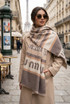 Designer Inspired M Print Wool Blend Scarf