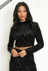 Sequin Long Sleeve Crop Top