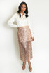 Sequin Mesh Hem Midi Skirt