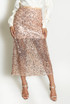 Sequin Mesh Hem Midi Skirt