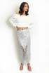 Sequin Mesh Hem Midi Skirt