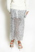 Sequin Mesh Hem Midi Skirt