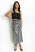 Sequin Mesh Hem Midi Skirt