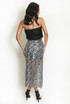 Sequin Mesh Hem Midi Skirt