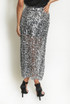 Sequin Mesh Hem Midi Skirt