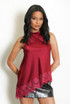 Satin Asymmetric Lace Hem Top