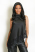 Satin Asymmetric Lace Hem Top