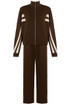 Double Stripe Zip Top and Wide Leg Trousers Set