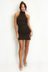 Stud Embellished Halter Neck Mini Dress
