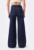 Seam Front Oversized Hem Indigo Jeans 