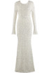Sequin Open Back Long Sleeves Maxi Dress