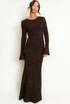 Sequin Open Back Long Sleeves Maxi Dress