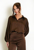 Bubble Hem Satin Blouse