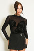 Sequin Panelled Mesh Bodysuit