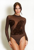 Sequin Panelled Mesh Bodysuit