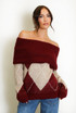 Mohair Off Shoulder Geometric Jumper