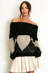 Mohair Off Shoulder Geometric Jumper