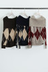 Argyle Wool Blend Off Shoulder Jumper