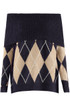 Argyle Wool Blend Off Shoulder Jumper