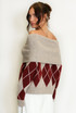 Argyle Wool Blend Off Shoulder Jumper