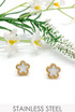 Stainless Steel White Clover Earrings 