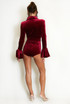 Velvet Embellished Flute Cuff Playsuit