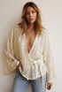 Disc Sequin Wrap Blouse 