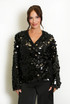 Disc Sequin Wrap Blouse 