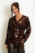 Disc Sequin Wrap Blouse 