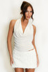 Stud Embellished Draped Halter Neck Top