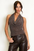 Stud Embellished Draped Halter Neck Top