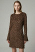 Textured Sequin Dress With Wide Cuff