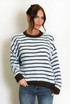 Contrast Collar Striped Jumper